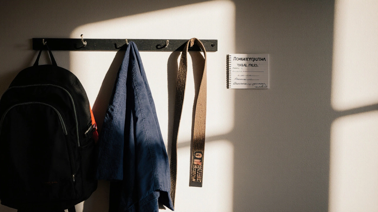 Повседневные предметы — пояс, рюкзак и записка — символизируют дисциплину вне тренировок.