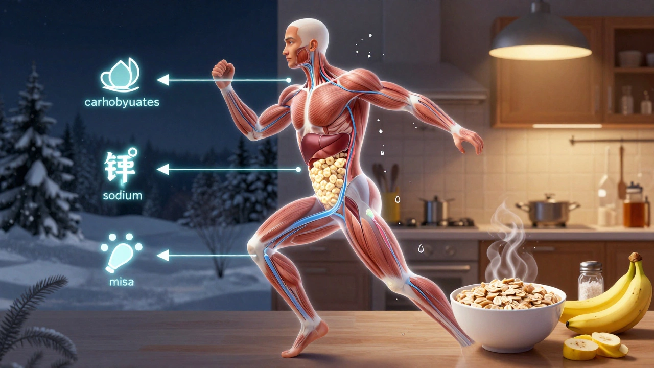 Прозрачная схема тела с подсвеченными питательными веществами во время нагрузки.