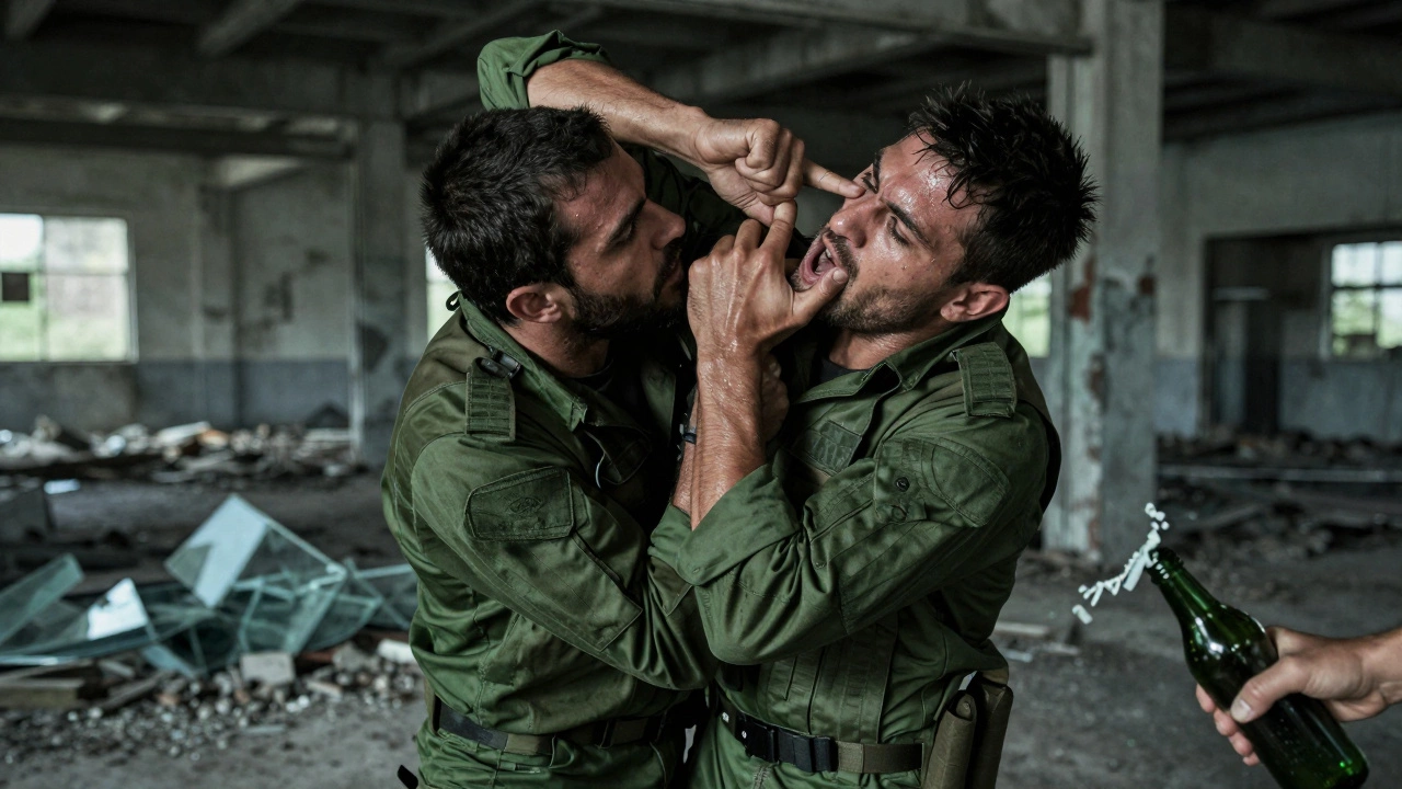 Израильский оперативник использует крав-магу, чтобы вырваться из хвата за горло, ударяя по глазу и носу.