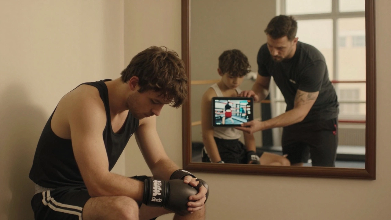 Контраст: безразличный тренер и внимательный на отражении.