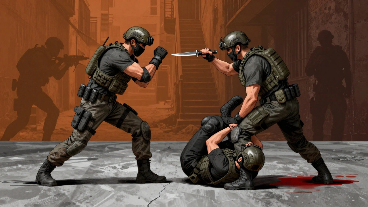 Слияние тактик: российский АРБ, филиппинский Кали и бразильское джиу-джитсу в условиях городского боя.